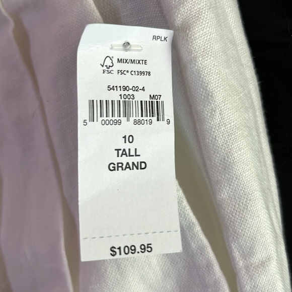NWT Gap white linen blend trousers size 10 tall - Picture 5 of 7